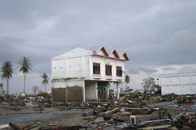 2014 tsunami disaster in Sumatra, Indonesia.