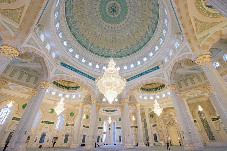 Interior of Hazrat Sultan Mosque, Astana.