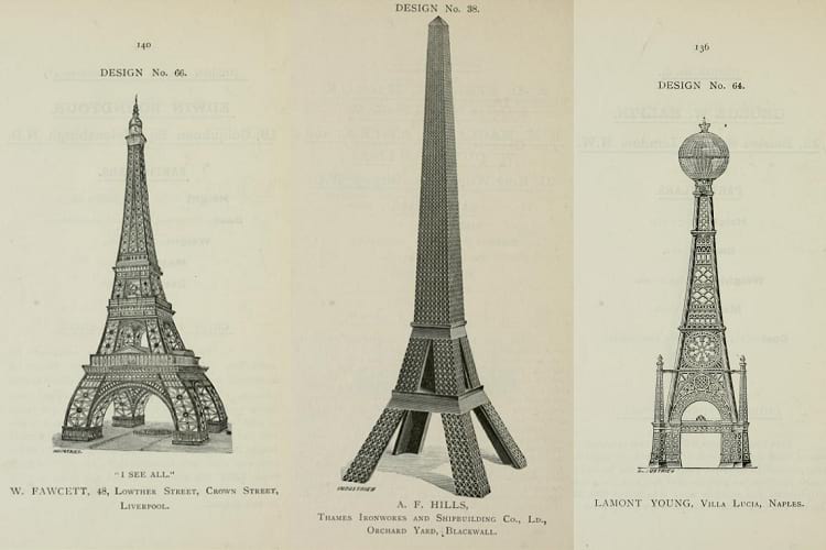 Three proposed designs for The Watkin's Tower.