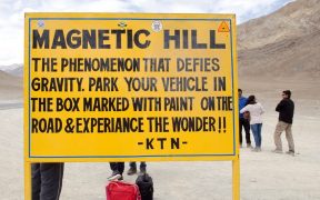 Magnetic hill sign board
