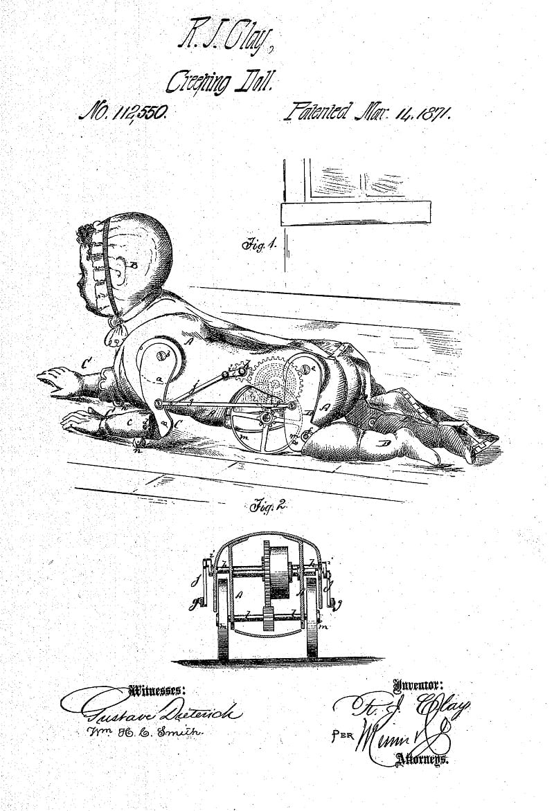 Creeping baby doll patent.
